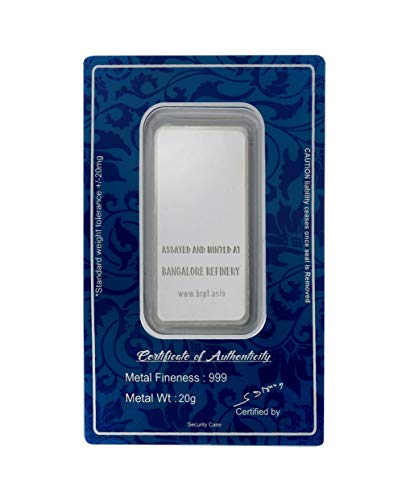 Silver Bar 20 Gram By Bangalore Refinery 999 Purity 🎁