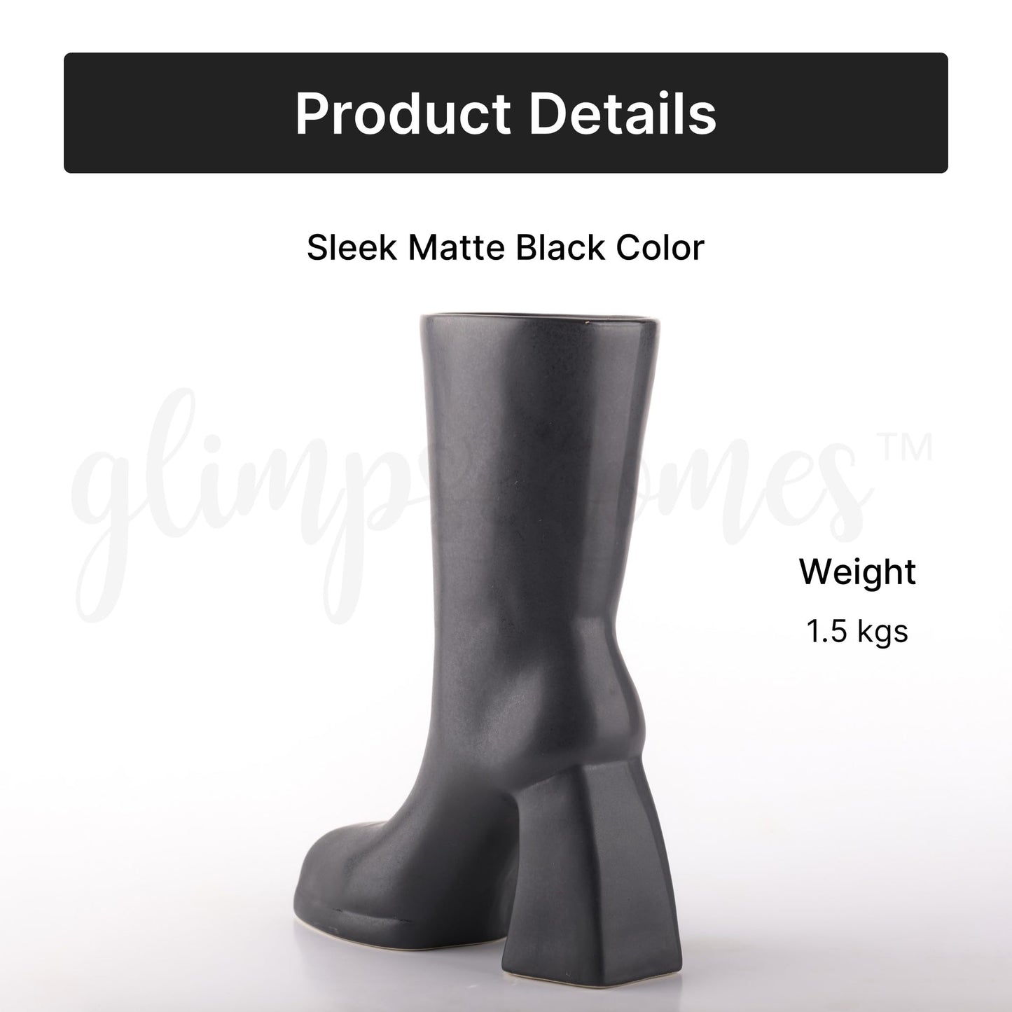 π’ "Boot-iful Blooms Ahead" β Modern Boot Vase β in Matte Black π’