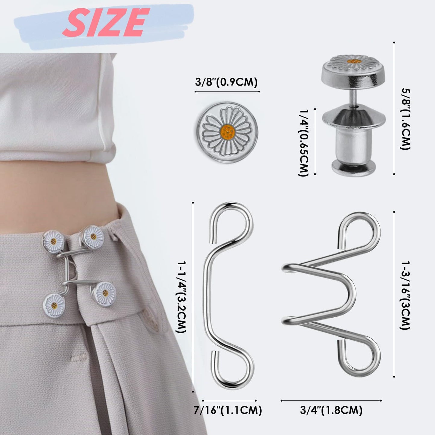 🌼 “Jeans Too Loose? Petal to the Metal!” – Daisy Detachable Buttons for Quick Waist Fix