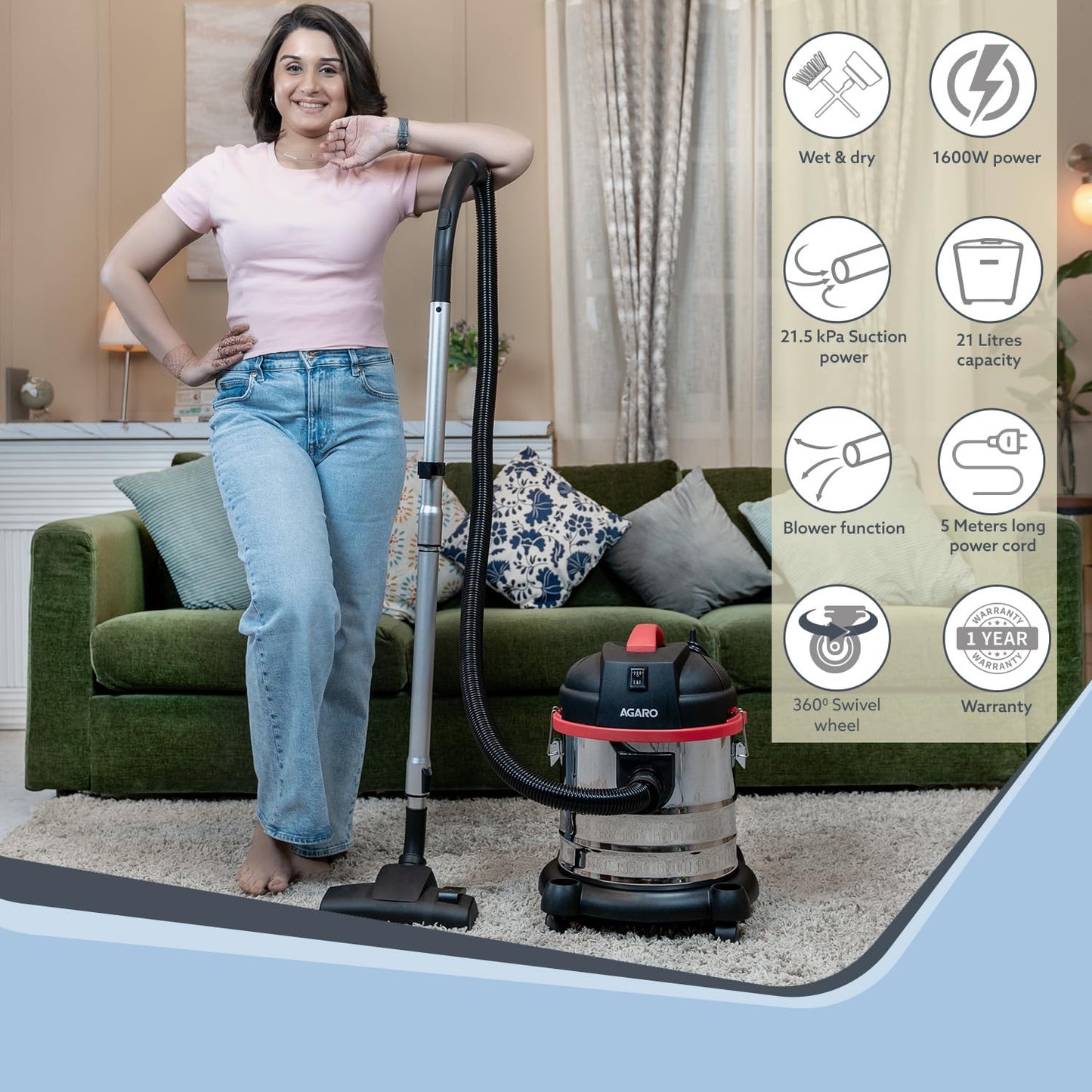 AGARO Ace Wet & Dry Vacuum Cleaner - No Points to Guess What'll Clean the Mess🐾
