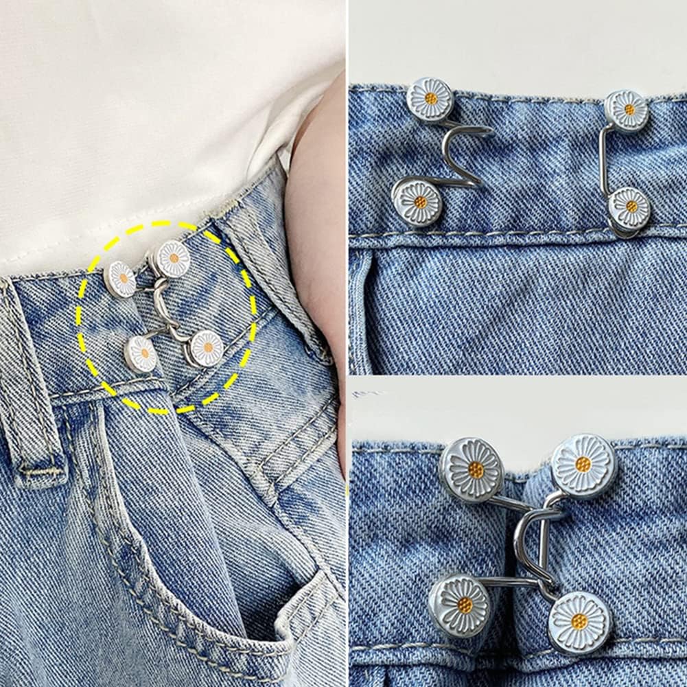 🌼 “Jeans Too Loose? Petal to the Metal!” – Daisy Detachable Buttons for Quick Waist Fix