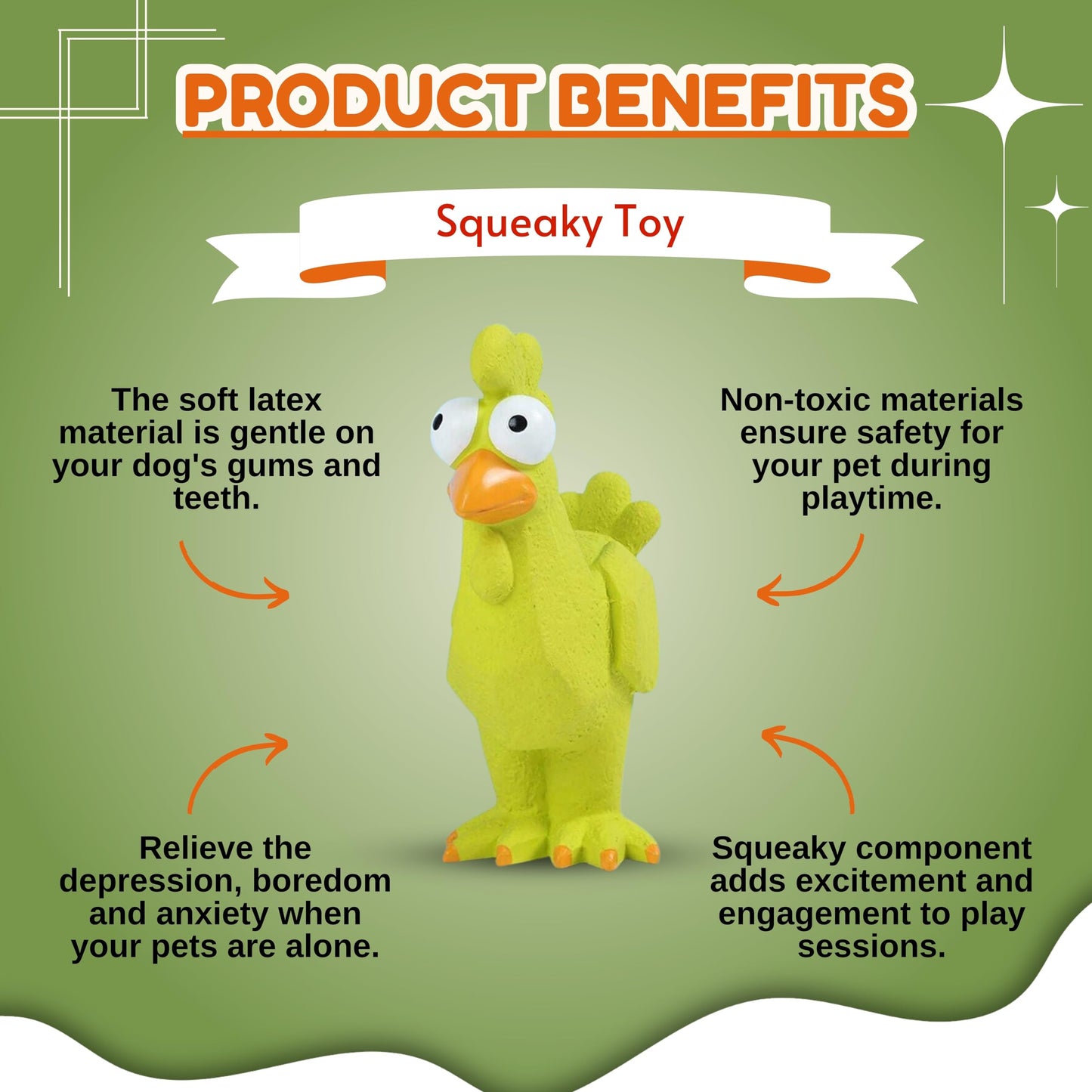 The Squeaky Green Chicken - The Googly Rooster Toy for Dogs to Terrorize