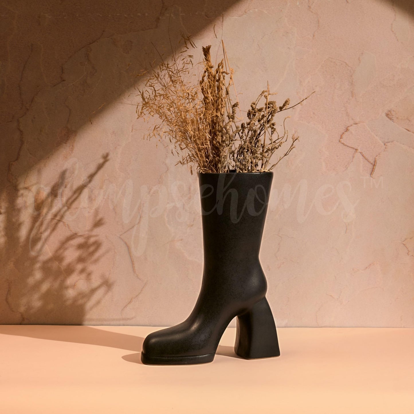 π’ "Boot-iful Blooms Ahead" β Modern Boot Vase β in Matte Black π’