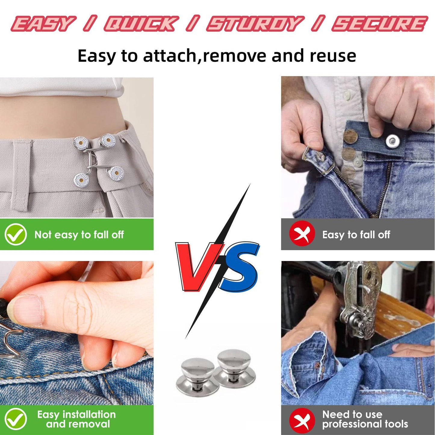 🌼 “Jeans Too Loose? Petal to the Metal!” – Daisy Detachable Buttons for Quick Waist Fix