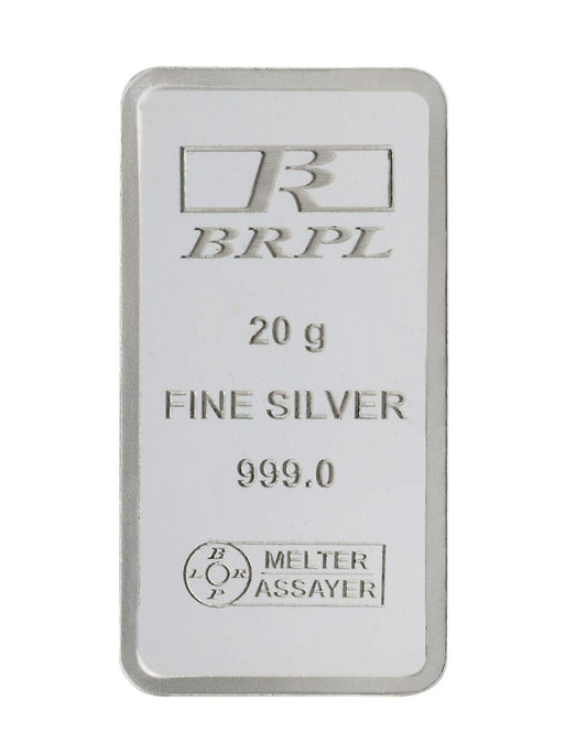 Silver Bar 20 Gram By Bangalore Refinery 999 Purity 🎁